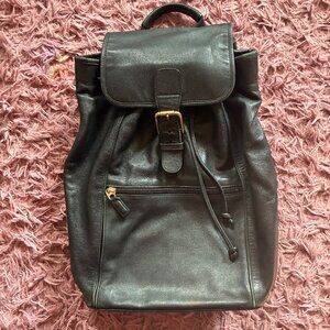 Vintage COACH Large Black Drawstring Backpack Leather Shoulder Bag C3S 0529